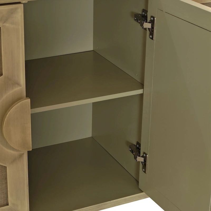 59,84 Élégant meuble vintage à 4 portes avec portes décorées de lin