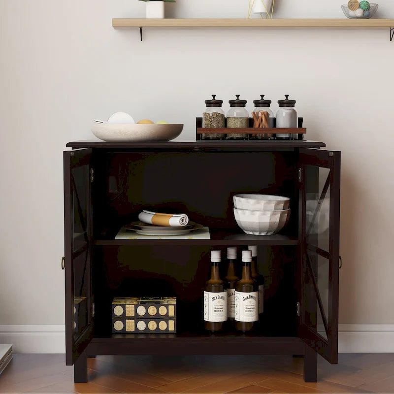 Meuble de cuisine avec portes doubles vitrées