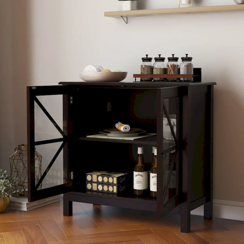 Meuble de cuisine avec portes doubles vitrées