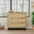 Modern Rattan Dresser, 30.31 3-Drawers Rattan Storage Cabinet, Dresser for Bedroom, Rope Woven Drawer, Chest of Rattan Drawers