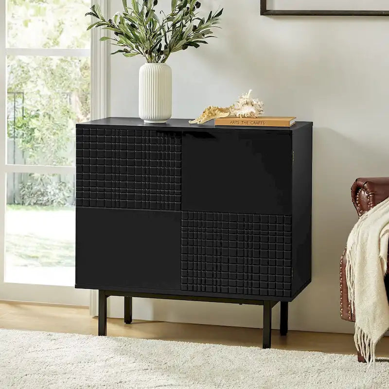 Arnold Modern 30Tall 2 Door Accent Cabinet with Metal Leg by HULALA HOME