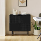 Meuble d'appoint Arnold moderne de 76 cm de haut, à 2 portes et pieds en métal, par HULALA HOME