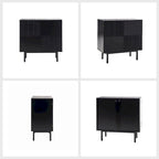 Meuble d'appoint Arnold moderne de 76 cm de haut, à 2 portes et pieds en métal, par HULALA HOME