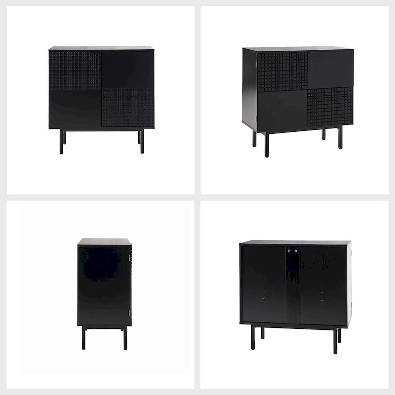 Meuble d'appoint Arnold moderne de 76 cm de haut, à 2 portes et pieds en métal, par HULALA HOME