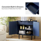 Meuble d'appoint Arnold moderne de 76 cm de haut, à 2 portes et pieds en métal, par HULALA HOME