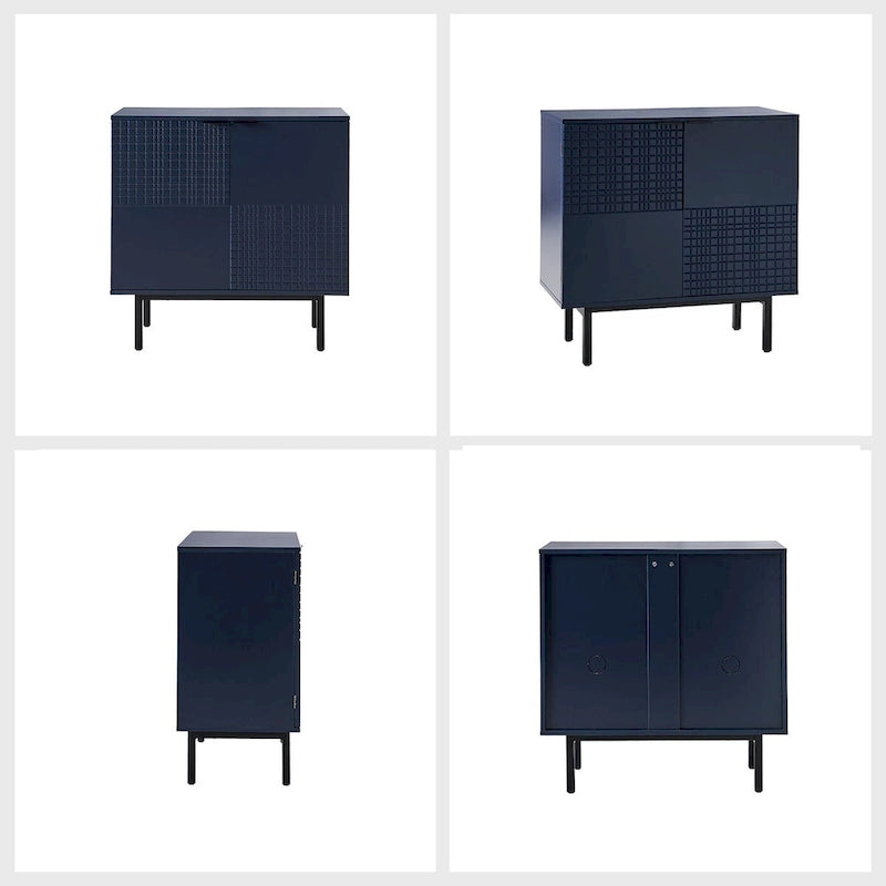 Meuble d'appoint Arnold moderne de 76 cm de haut, à 2 portes et pieds en métal, par HULALA HOME