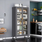 Étagères de cuisine à portes ouvertes, du sol au plafond, à plusieurs niveaux, micro-ondes, armoire de rangement, bols, armoires latérales