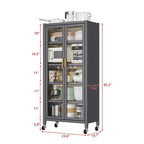 Étagères de cuisine à portes ouvertes, du sol au plafond, à plusieurs niveaux, micro-ondes, armoire de rangement, bols, armoires latérales