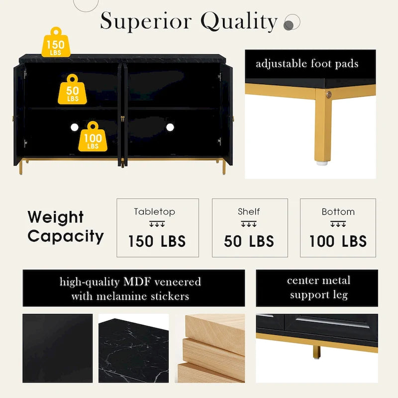 Buffet de 59 pouces avec étagère réglable