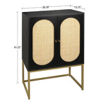 Armoire haute Allen à 2 portes en rotin naturel, étagère réglable, montage facile, meuble autoportant pour salon ou chambre.