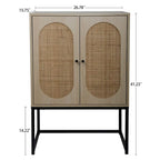 Armoire haute Allen à 2 portes en rotin naturel, étagère réglable, montage facile, meuble autoportant pour salon ou chambre.