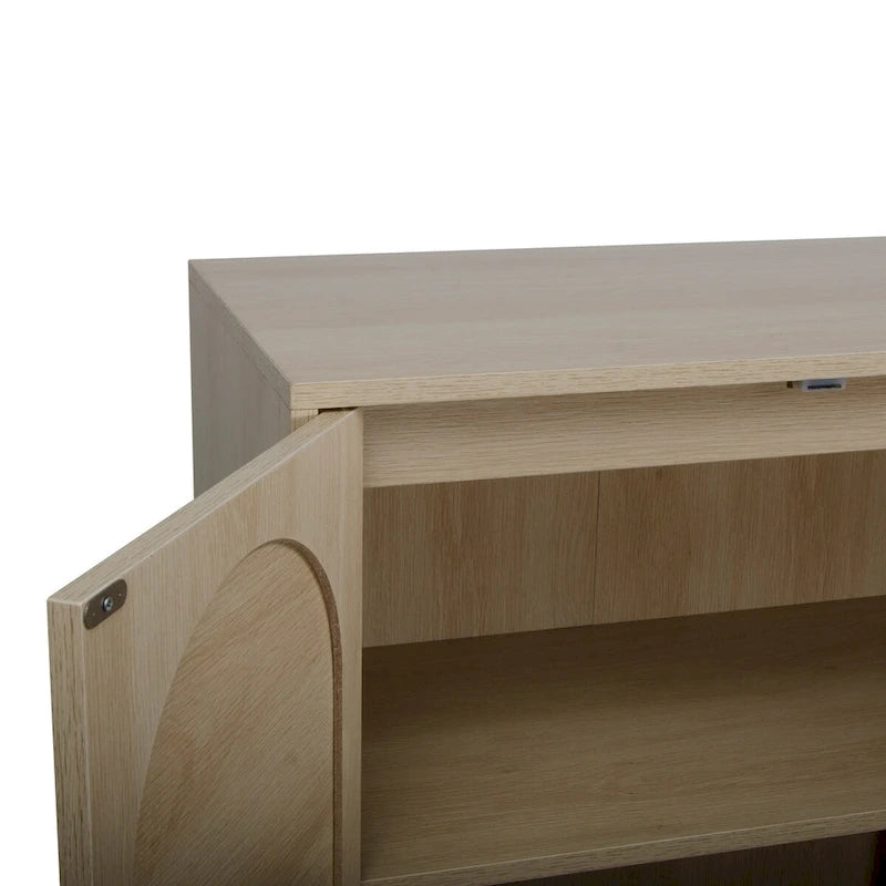 Armoire haute Allen à 2 portes en rotin naturel, étagère réglable, montage facile, meuble autoportant pour salon ou chambre.