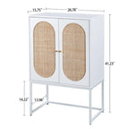 Armoire haute Allen à 2 portes en rotin naturel, étagère réglable, montage facile, meuble autoportant pour salon ou chambre.