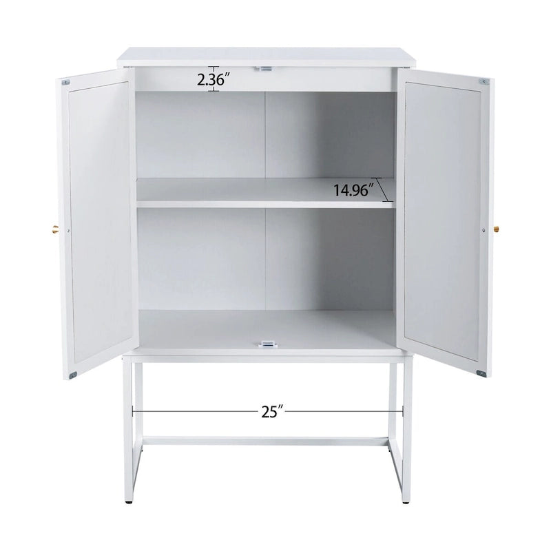 Armoire haute Allen à 2 portes en rotin naturel, étagère réglable, montage facile, meuble autoportant pour salon ou chambre.