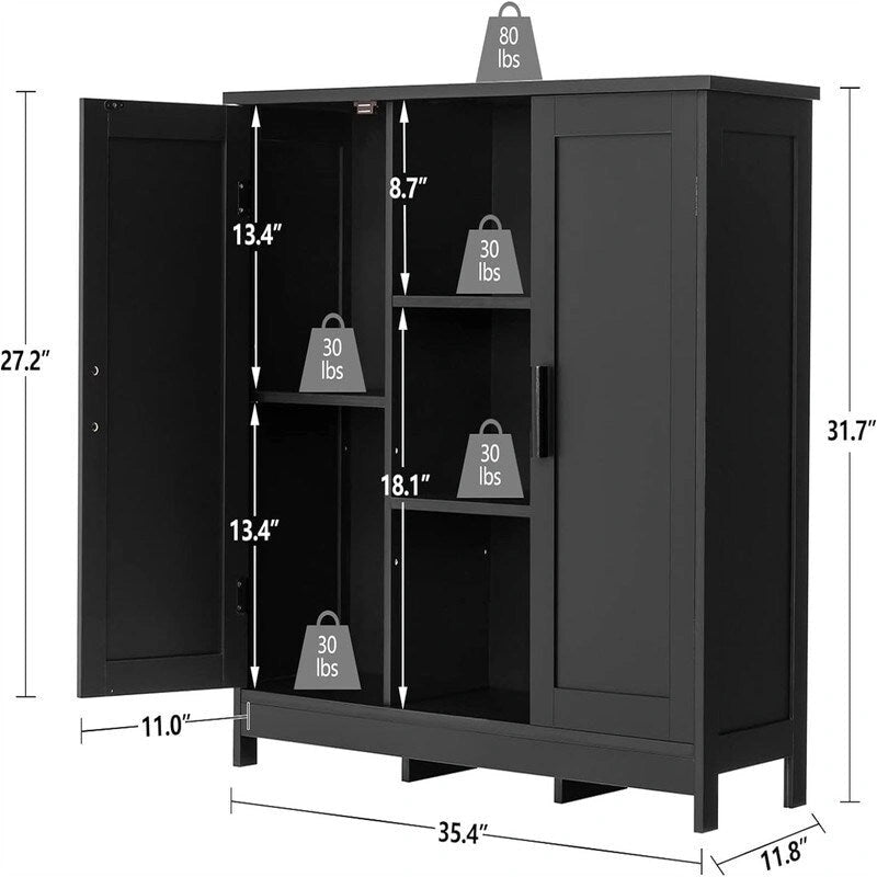 Armoire de rangement à 2 portes et 4 étagères - 11,8 cm (P) x 35,4 cm (L) x 31,7 cm (H)