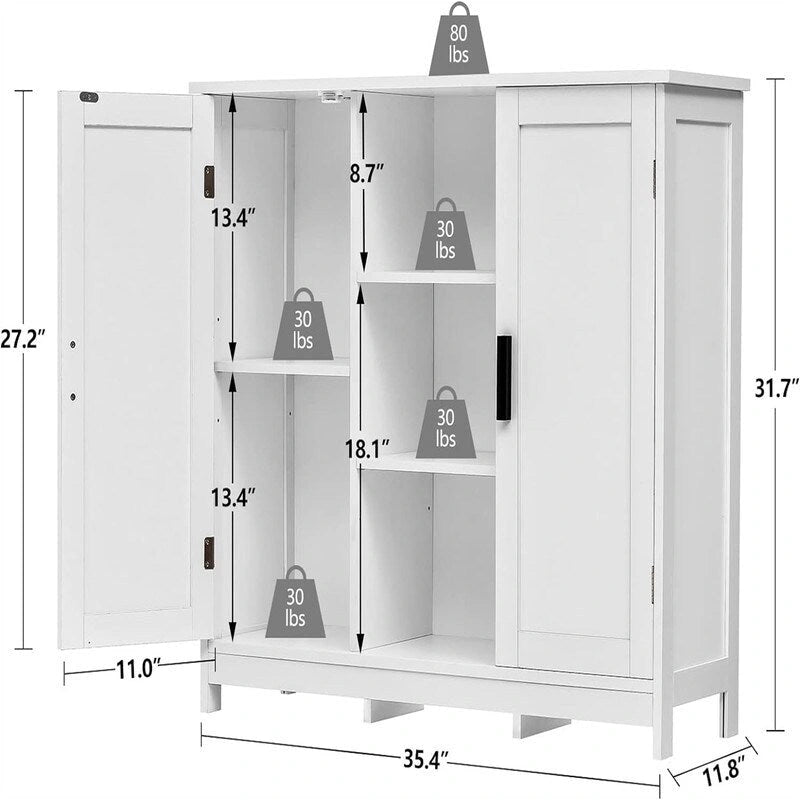Armoire de rangement à 2 portes et 4 étagères - 11,8 cm (P) x 35,4 cm (L) x 31,7 cm (H)
