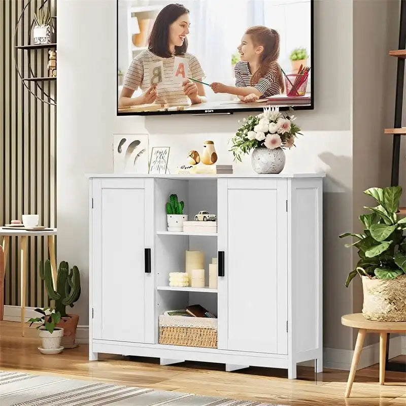 Armoire de rangement à 2 portes et 4 étagères - 11,8 cm (P) x 35,4 cm (L) x 31,7 cm (H)