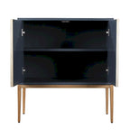Buffet Delcey style moderne du milieu du siècle, 2 portes, étagère de rangement en laiton brossé pour salon/salle à manger