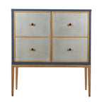 Buffet Delcey style moderne du milieu du siècle, 2 portes, étagère de rangement en laiton brossé pour salon/salle à manger