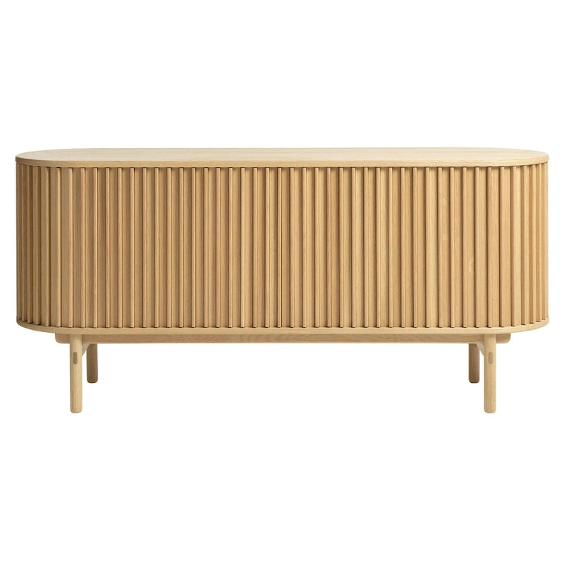 Buffet à portes coulissantes arrondies Rye Studio, style moderne du milieu du siècle, 63 po de largeur, naturel - 18 po de largeur x 63 po de longueur x 29 po de hauteur