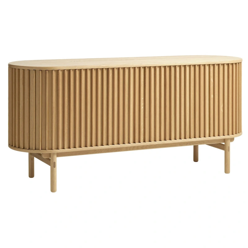 Buffet à portes coulissantes arrondies Rye Studio, style moderne du milieu du siècle, 63 po de largeur, naturel - 18 po de largeur x 63 po de longueur x 29 po de hauteur