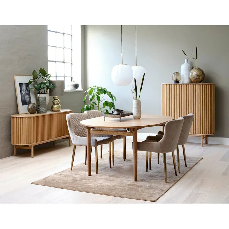 Buffet à portes coulissantes arrondies Rye Studio, style moderne du milieu du siècle, 63 po de largeur, naturel - 18 po de largeur x 63 po de longueur x 29 po de hauteur