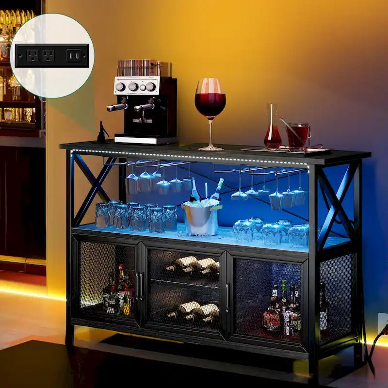 Meuble bar à vin Moasis 55, style industriel - 55,1 cm (L) x 15,7 cm (l) x 33,4 cm (H)