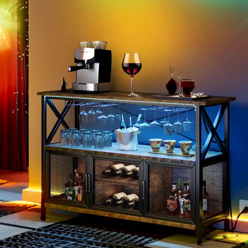 Meuble bar à vin Moasis 55, style industriel - 55,1 cm (L) x 15,7 cm (l) x 33,4 cm (H)