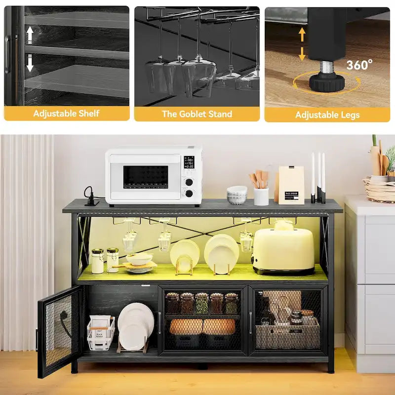 Meuble bar à vin Moasis 55, style industriel - 55,1 cm (L) x 15,7 cm (l) x 33,4 cm (H)