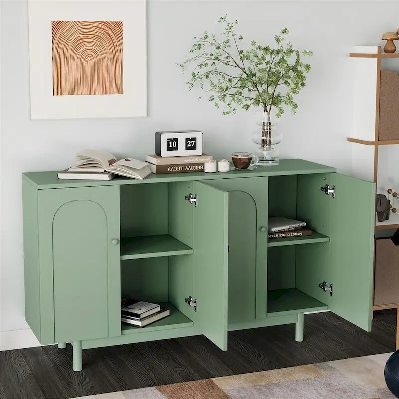 Buffet/meuble de rangement à 4 portes avec moulures en creux