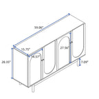 Buffet/meuble de rangement à 4 portes avec moulures en creux