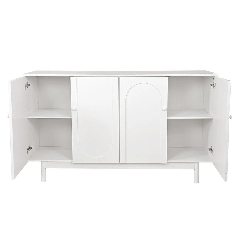 Buffet/meuble de rangement à 4 portes avec moulures en creux