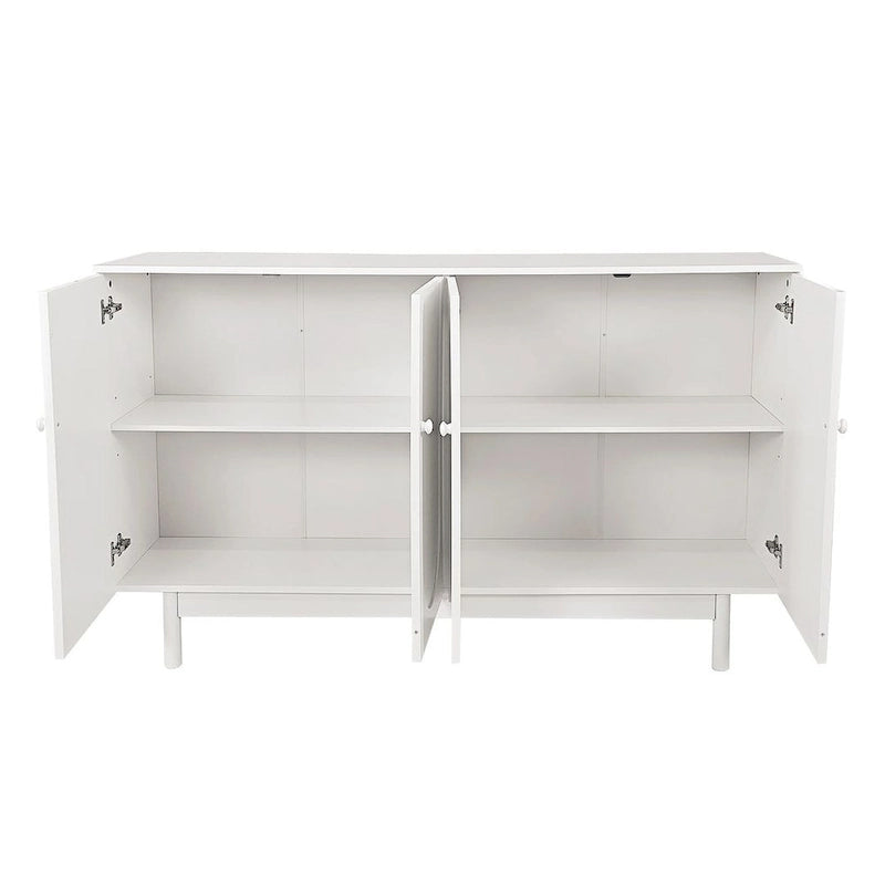 Buffet/meuble de rangement à 4 portes avec moulures en creux