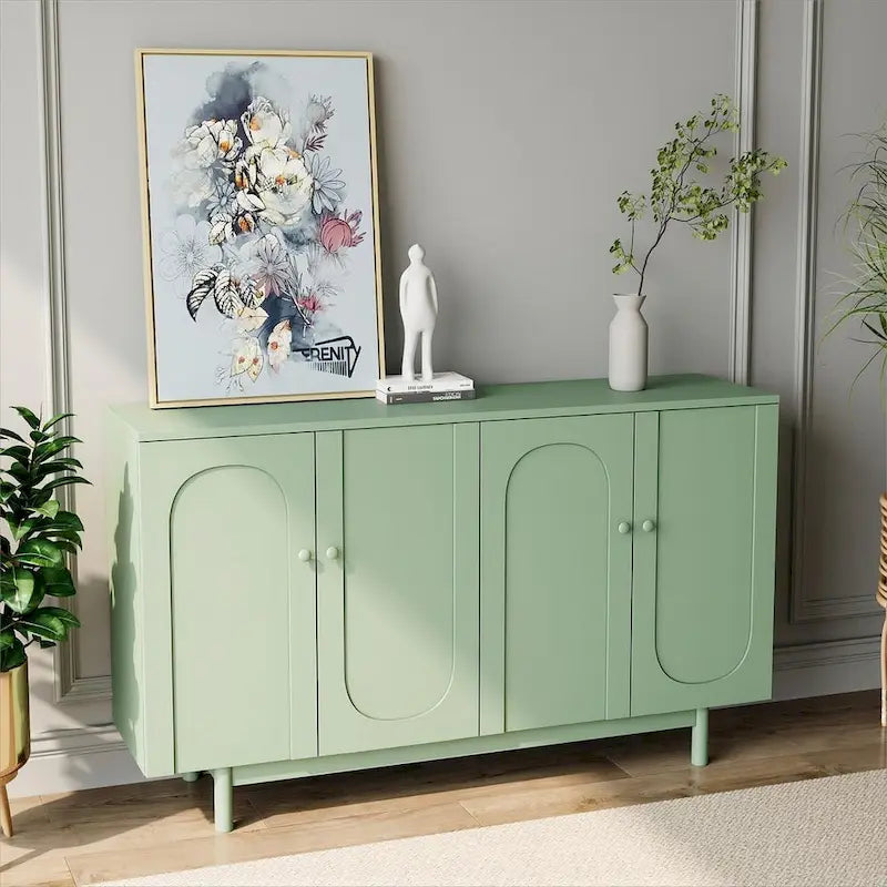 Buffet/meuble de rangement à 4 portes avec moulures en creux