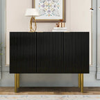Modern Minimalist Horizontal Sideboard with Gold Metal Legs and Handles