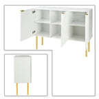 Buffet horizontal moderne et minimaliste avec pieds et poignées en métal doré
