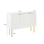 Buffet horizontal moderne et minimaliste avec pieds et poignées en métal doré