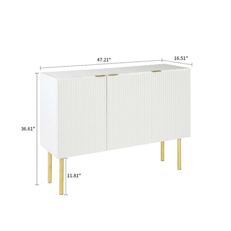 Buffet horizontal moderne et minimaliste avec pieds et poignées en métal doré