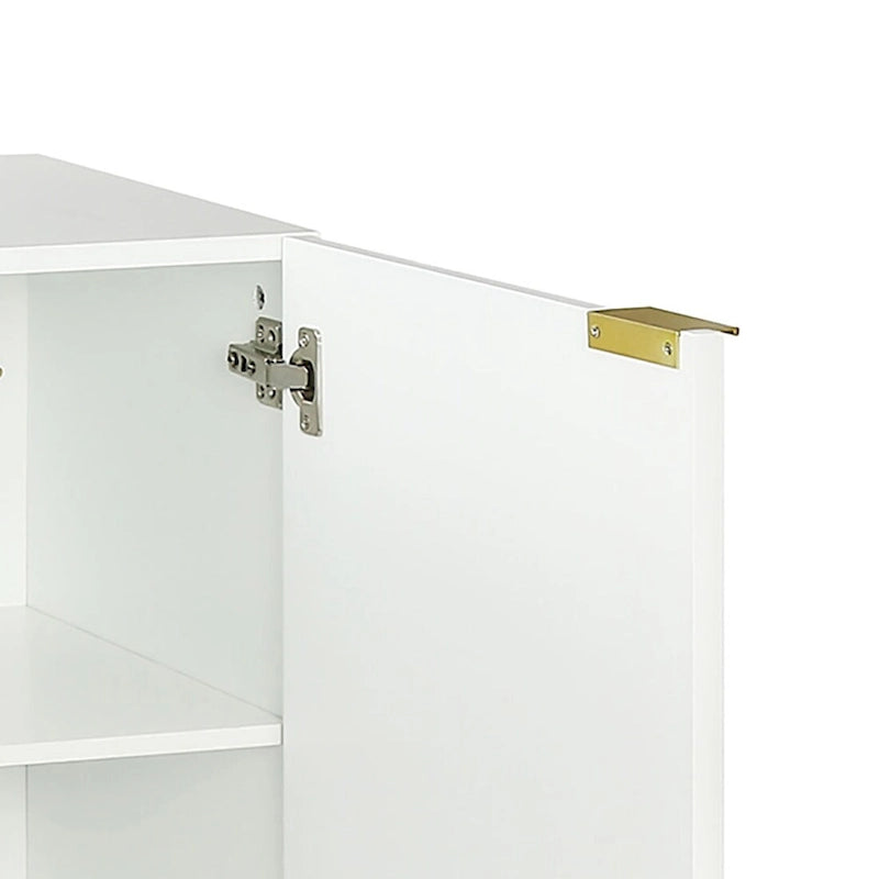 Buffet horizontal moderne et minimaliste avec pieds et poignées en métal doré