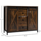 Buffet de cuisine avec portes coulissantes de style grange et étagères réglables