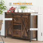 Buffet de cuisine avec portes coulissantes de style grange et étagères réglables