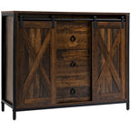 Buffet de cuisine avec portes coulissantes de style grange et étagères réglables