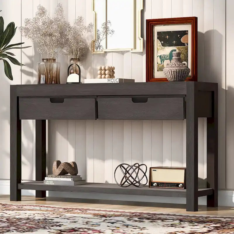 Console d'entrée/de salon avec 2 tiroirs et 1 étagère