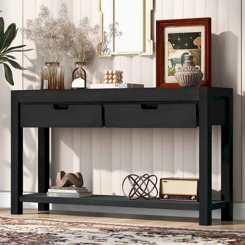 Console d'entrée/de salon avec 2 tiroirs et 1 étagère