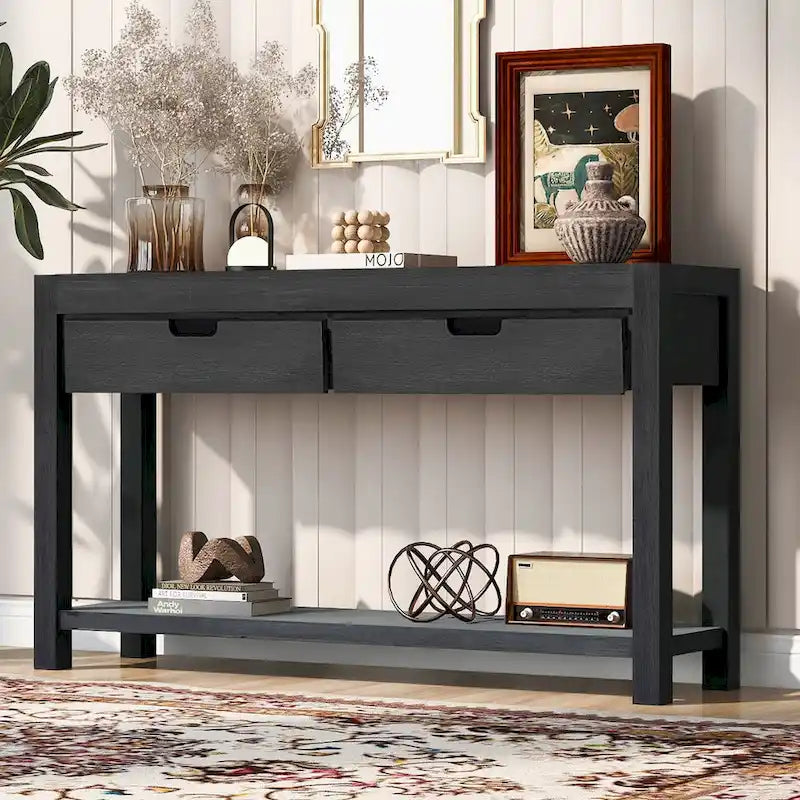 Console d'entrée/de salon avec 2 tiroirs et 1 étagère