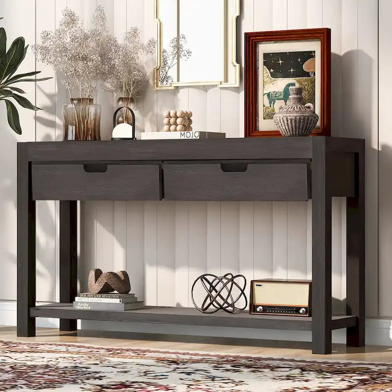 Console d'entrée/de salon avec 2 tiroirs et 1 étagère