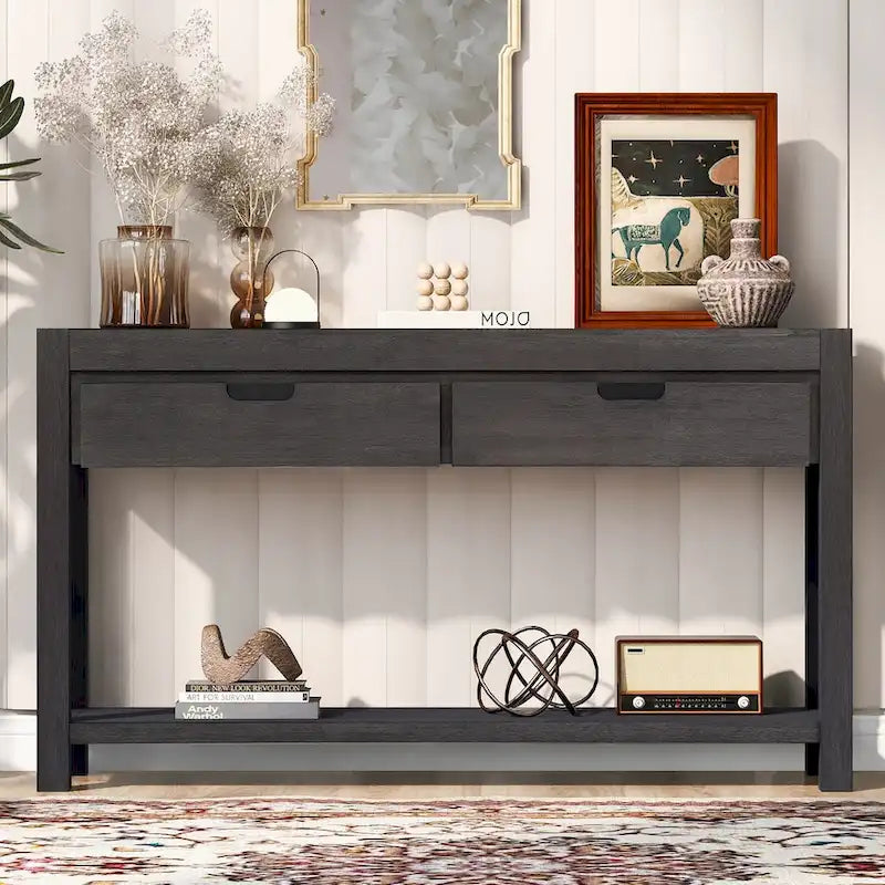 Console d'entrée/de salon avec 2 tiroirs et 1 étagère