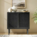 Meuble d'appoint moderne Dominik 32 pouces de haut, 2 portes, avec éclairage, par HULALA HOME