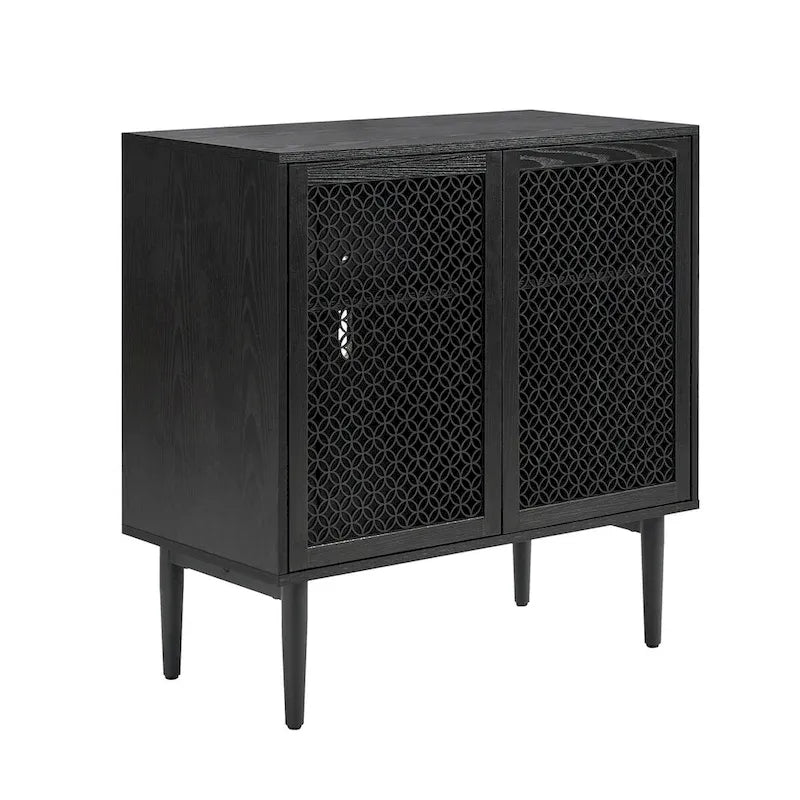 Meuble d'appoint moderne Dominik 32 pouces de haut, 2 portes, avec éclairage, par HULALA HOME