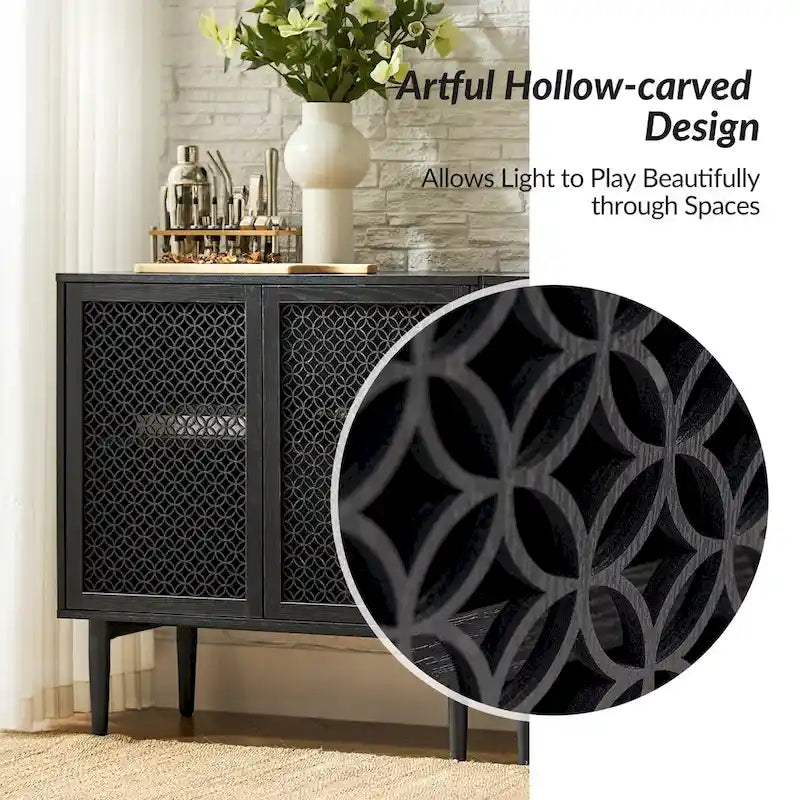 Meuble d'appoint moderne Dominik 32 pouces de haut, 2 portes, avec éclairage, par HULALA HOME